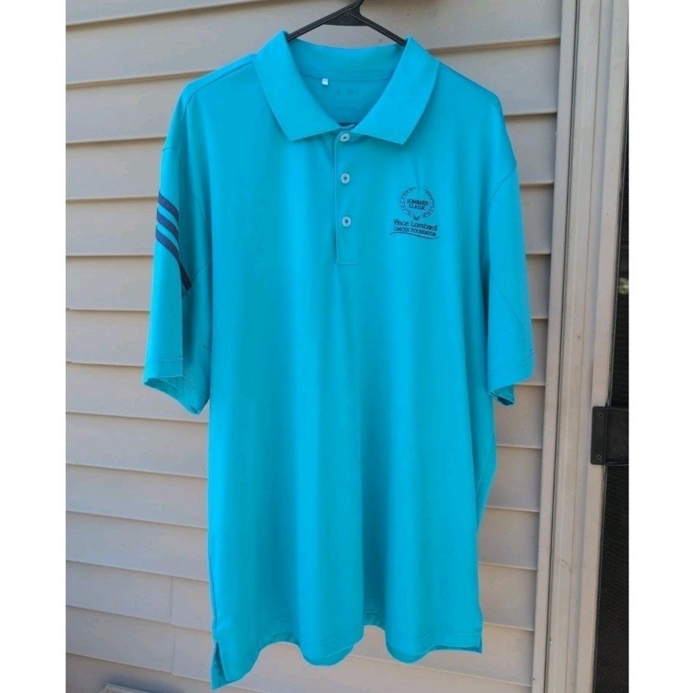 Adidas Blue Polo Vince Lombardi Cancer Classic Golf Shirt Mens XL Stretch